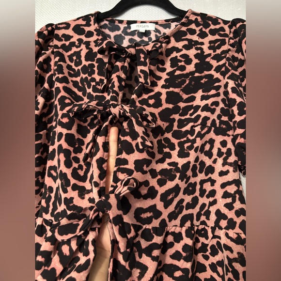 Persaya Black and Pink Animal Print Blouse - Picture 3 of 7